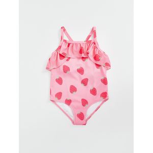 LC Waikiki Crew Neck Strawberry Printed Girl's Swimsuit