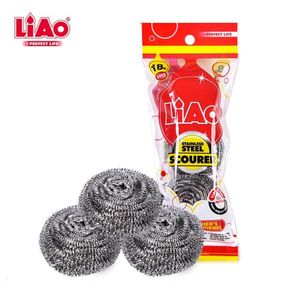 Liao Stainless Steel Scourer 3pcs, for cleaning pots and removing tough grease