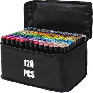  120 Colour Art Markers Set, Dual Tip, Brush & Fine, Sketch Marker, based Brush Markers for Sketching, Adult Coloring, and Illustration