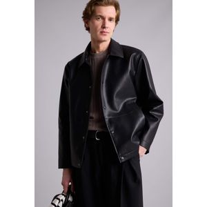 Defacto Regular Fit Lined Faux Leather Faux Leather Jacket