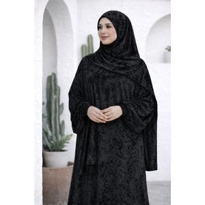 إسدال صلاة حريمي فاخر – خامة ناعمة ومريحة للاستخدام اليومي - اسود