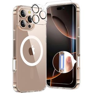 3 in 1 for iPhone 16 Pro Case with Camera Control Button, Not Yellowing, Screen Protector*1 Camera Lens Protector*1, Military-Grade Protection for iPhone 16 Pro Phone Case 6.3 inch Clear