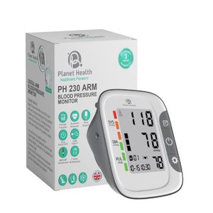 Planet Health جهاز ضغط دم للذراع PH 230 مع شاشة LED، صوت إنجليزي، USB Type-C، وذاكرة لشخصين