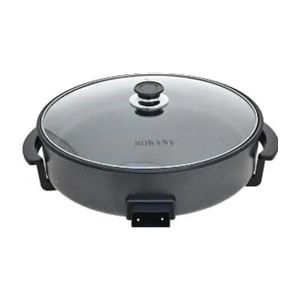 Sokany Multifunctional electric pizza maker, 42 cm, 1500 watts, non-stick coating, glass lid, black, model SK-07084