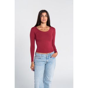 OUTDATED Cotton Wide Neck Long Sleeve - Burgundy
