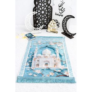 سجادة صلاة فاخرة برمضان الهلال – ألوان هادئة ولمسة من الذهب