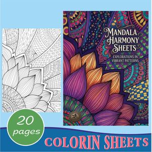 Black Horse Mandala Coloring Sheets for Adults and Youth, 20 Bristol A4 Size Coloring for Creativity Classic Painting Art Therapy Stress Relief Nw 407