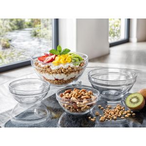 وعاء حلوى ايس كريم بتصميم دائري مجموعة من 6 اكواب زجاج شفاف