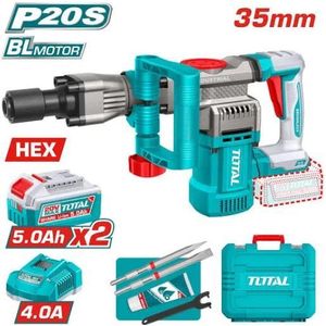 TOTAL TDBLI203582 20V Brushless Cordless Demolition Hammer – 16J with 2 x 5.0Ah Batteries & Fast Charger