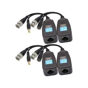 Video Balun RJ45 to BNC Transceiver Transmitter HD-CVI/TVI/AHD/CVBS with Power Connector for 1080P 3MP 4MP 5MP 8MP CCTV Security DVR Surveillance Camera System (2Pairs)