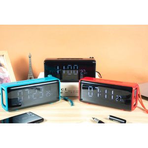 مكبر صوت بلوتوث محمول ثلاثي الابعاد بصوت محيطي (5 واط * 2) - ميكروفون عالي الوضوح للمكالمات بدون استخدام اليدين - شاشة رقمية مع ساعة ومنبه ومستشعر درجة الحرارة - بطارية قابلة لاعادة الشحن 1200mAh (لون