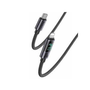 Yesido كابل Type-C إلى Lightning PD 27W بشاشة رقمية CA157 بطول 1.2 متر، شحن سريع، نقل بيانات