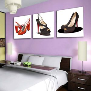 تابلوه مودرن مربع بطبعة احذية من ، 90×30 سم - 3 قطع