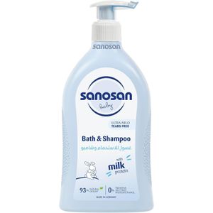 Sanosan سانوسان غسول وشامبو استحمام للأطفال ببروتين الحليب - خالي من الدموع فائق اللطافة - 500 مل