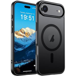 Magnetic for iPhone Air Case (Compatible with MagSafe)(Military Grade Drop Protection) Slim Translucent Matte Shockproof with Anti-Fingerprint Phone Cover for 17 Air, Black
