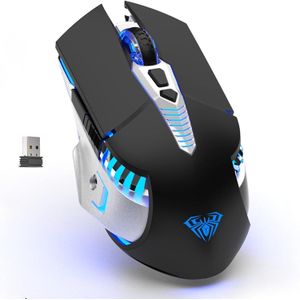 Aula SC200 Wireless Gaming Mouse – Bluetooth + 2.4G – Rechargeable – LED Light – Adjustable DPI – Side Buttons – Black
