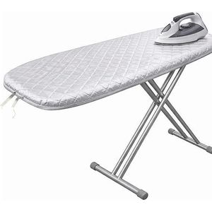 غطاء طاولة كي فاخر مبطن من قماش عاكس للحرارة مع حافة مرنة وبطانة سميكة – تصميم متين قابل للغسل لتعزيز الضغط وإزالة التجاعيد بسرعة – لون فضي