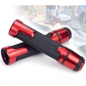 CNC & Rubber Handlebar Handle Grips Ends Slider Bar - Red