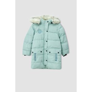 Defacto Girl Hooded Regular Fit Coat/Parka - Mint