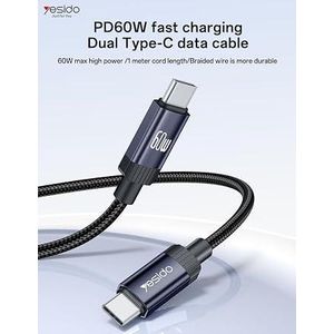 Yesido كابل USB-C إلى Lightning للشحن السريع 20 واط PD، كابل نايلون مضفر لنقل البيانات بسرعة 480 ميجابت/ث، متوافق مع iPhone وiPad وAirPods