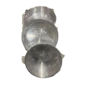 صينية تقديم معدنية مستديرة، فضي، المونيوم _  3 قطع _ احجام متميزه _ لفرد _ فردين _ لاسره كامله 