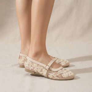 vbranda Elegant ballerina flats crafted from premium mesh fabric BN-68-BEIGE