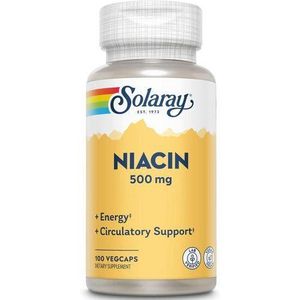 Solaray B3 Supplement - High Potency Nicotinic Acid Formula for Cardiovascular Health, Healthy Blood Lipid Levels, Energy Metabolism, Circulation & Cellular Vitality Support