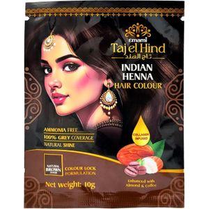 Emami Taj'el Hind Indian Henna Hair Colour  Enhanced with Almond & Coffiee - Natural Brown Shade - 10g 