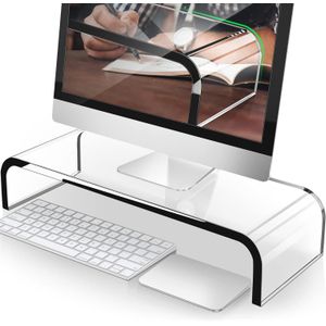 BEST MEDIA Premium Acrylic Monitor Riser/Custom Size Computer Stand For Home Office Business W/Sturdy Platform, PC Desk Stand For Keyboard Storage & Multi-Media Laptop Printer TV Screen