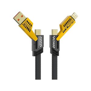 Convertible 4 in 1 Metal Braided 65W USB C/A Multi Charging Fast Charging Data Cable Compatible with iPhone/iPad/MacBook Pro/Airpods/Samsung/Android
