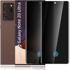 شاشتي حماية خصوصية لهاتف سامسونج جالاكسي نوت 20 ألترا، 17.53 سم من ك.كلسوين، زجاج مقوى بدرجة صلابة 9H، مضاد للتجسس، تغطية كاملة للحواف، يدعم فتح القفل ببصمة الإصبع، لون أسود