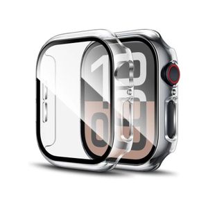واقي شاشة ساعة أبل متوافق مع السلسلة 11 مقاس 42 مم، تغطية كاملة، مصنوع من البولي كربونات الصلب فائق النحافة، حماية كاملة (42 مم، شفاف).