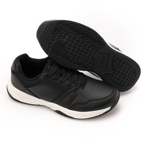 Activ Lace Up Stitched Leather Sneakers - Black