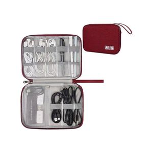 Electronics Accessories Organizer Bag, Travel Cable Organiser Bag, Universal Carry Travel Gadget Bag for USB Cable Drive, SD Card, Charger Hard Disk (Red)