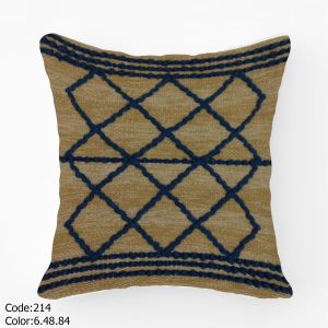  Decorative wool cushion cover- 45 x 45 cm- beige and dark blue