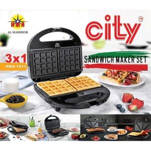 Black & Decker 3 in 1 Interchangeable 780W TS2130-B5 , Grill & Waffle& sandwich  Maker Silver/Black International Warranty  - best prices in Egypt