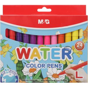 M&G Chenguang Watercolor Marker L-Felt Tip Pens, Jumbo Tip, Non-Toxic Ink Washable Colors - 24colors - No:ACP901FU