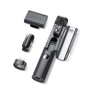 Boya Magic-3 ميكروفون بدقة 24 بت مع مدخل Type-C/3.5mm + علبة شحن - أسود
