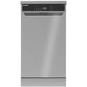 Sharp غسالة أطباق رقمية سعة 10 أشخاص 45 سم 6 برامج نصف حمولة غسيل اقتصادي رفوف قابلة للطي فلتر مضاد للبكتيريا نظام تعقيم غسيل سريع نظام تجفيف حماية من الحرارة الزائدة من شارب، فضي ستيل (تركيا) QW-V610-SS