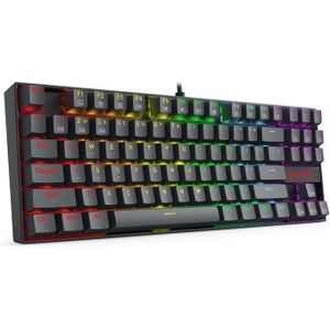 Redragon لوحة مفاتيح ميكانيكية K552 Rainbow Elite ذات 87 مفتاحًا بدون لوحة أرقام، مفاتيح زرقاء خطية، إضاءة قوس قزح، إطار معدني متين، مقاومة للانقطاع، تبديل سريع (عربي/إنجليزي)
