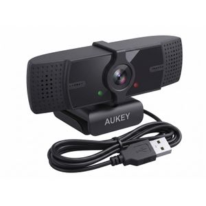 Aukey كاميرا ويب بدقة 1080P باللون الأسود مع ميكروفون رقمي مدمج، مناسبة للاجتماعات والبث المباشر والتعليم عن بعد