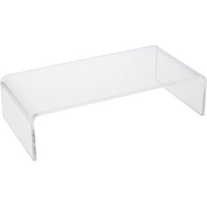 BEST MEDIA Clear Acrylic Stand for Computer Laptop TV, Display Risers, Jewelry Display Stand, Figure Showcase, Clear Dessert Table (Size 380 x 197 x 100mm, Thickness 10mm)