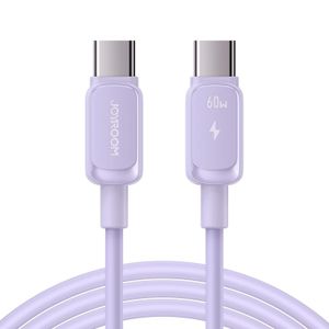 JOYROOM كابل شحن سريع ونقل بيانات Type-C إلى Type-C بقوة 60 واط وطول 1.2 متر موديل S-A14 - بنفسجي