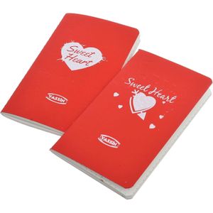 Yassin Set Of 2 Pieces Of Stitched Small Notebook With Sweet Heart Design, 14 * 8.3
