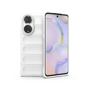 جراب سيليكون خلفي عالي الجودة للحماية، متوافق مع هاتفي Honor 50/Nova 9، جراب Magic Shield المقاوم للصدمات مع حماية للكاميرا (أبيض)