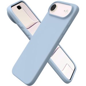 جراب حماية من السيليكون السائل رفيع جدا ومقاوم للصدمات لحماية كاملة لهيكل الموبايل مزود ببطانة مايكروفايبر ناعمة ومقاومة للخدش متوافق مع موبايل آيفون 17 اير 6.5 بوصة من ، أزرق (Sky Blue)