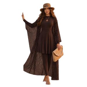 Swimsuit Dress Cardigan - 5 Pieces - Brown