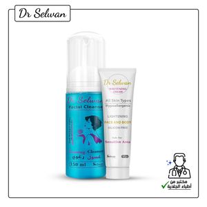 Dr Selwan غسول رغوي منعش للبشرة الدهنية والمختلطة المعرضة لحب الشباب 150مل + كريم تفتيح بمكونات طبيعية للوجه والجسم وللمناطق الحساسة 50جم