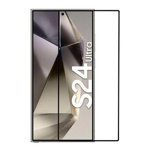 واقي شاشة زجاجي منحني كامل لهاتف سامسونج جالاكسي إس 24 ألترا، بإطار أسود
