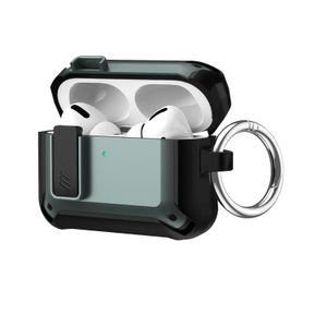 جراب حماية للسماعات، متوافق مع AirPods Pro 2/1 (2023/2022/2019) Cool Protective، من TPU، متوافق مع الشحن اللاسلكي، حماية ماصة للصدمات - أسود وأخضر